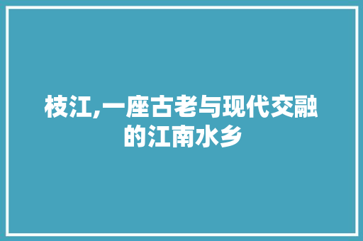 枝江,一座古老与现代交融的江南水乡