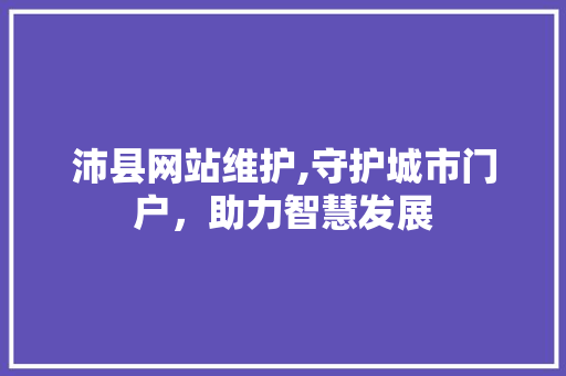 沛县网站维护,守护城市门户，助力智慧发展