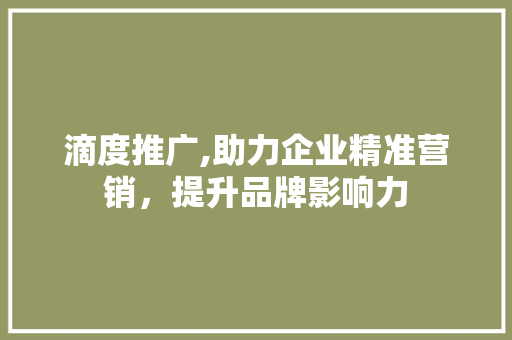 滴度推广,助力企业精准营销，提升品牌影响力