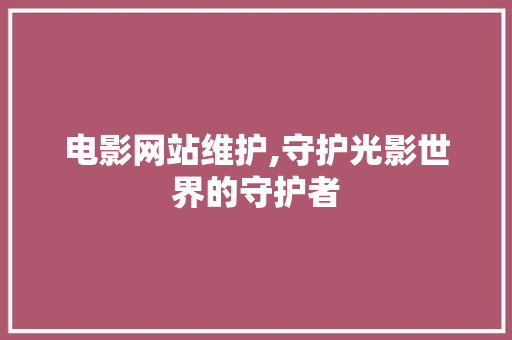 电影网站维护,守护光影世界的守护者