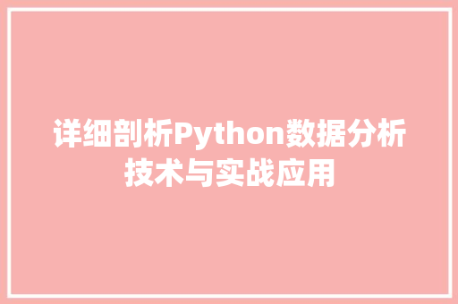 详细剖析Python数据分析技术与实战应用