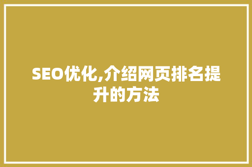 SEO优化,介绍网页排名提升的方法  第1张