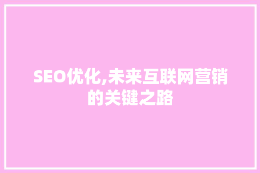 SEO优化,未来互联网营销的关键之路
