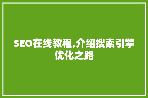 SEO在线教程,介绍搜索引擎优化之路