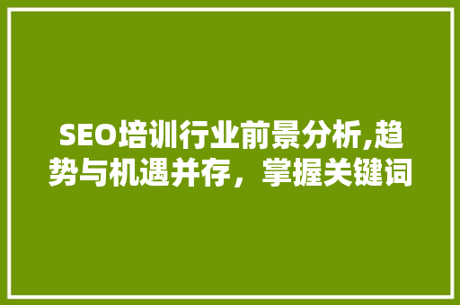 SEO培训行业前景分析,趋势与机遇并存，掌握关键词布局，开启职业新篇章