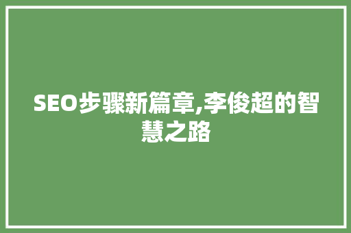 SEO步骤新篇章,李俊超的智慧之路  第1张
