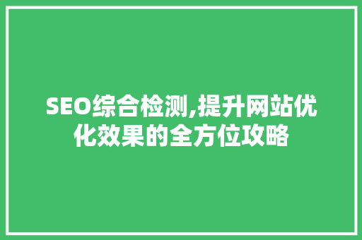 SEO综合检测,提升网站优化效果的全方位攻略