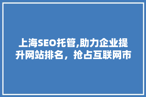 上海SEO托管,助力企业提升网站排名，抢占互联网市场先机