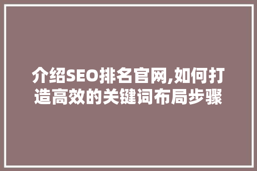 介绍SEO排名官网,如何打造高效的关键词布局步骤  第1张