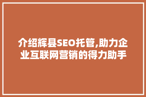 介绍辉县SEO托管,助力企业互联网营销的得力助手