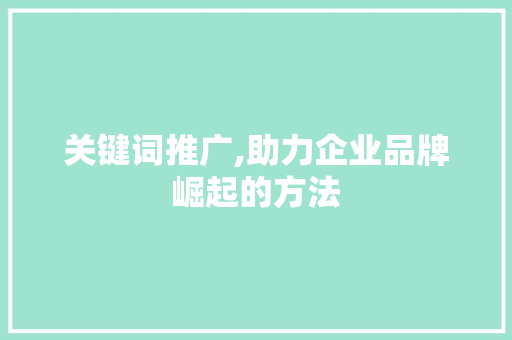 关键词推广,助力企业品牌崛起的方法