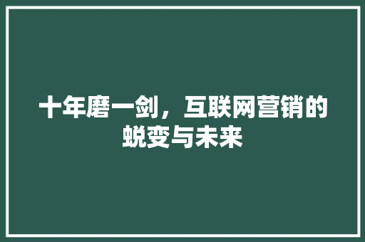 十年磨一剑，互联网营销的蜕变与未来