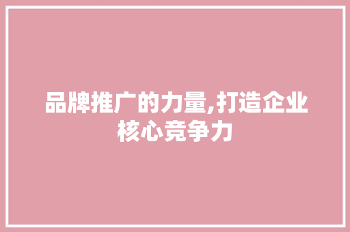 品牌推广的力量,打造企业核心竞争力