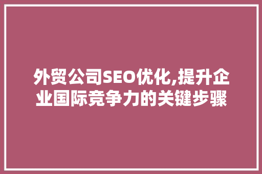 外贸公司SEO优化,提升企业国际竞争力的关键步骤