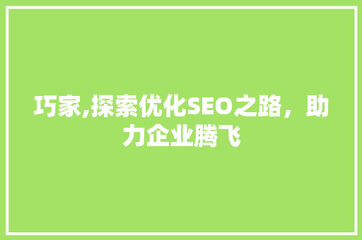 巧家,探索优化SEO之路，助力企业腾飞  第1张