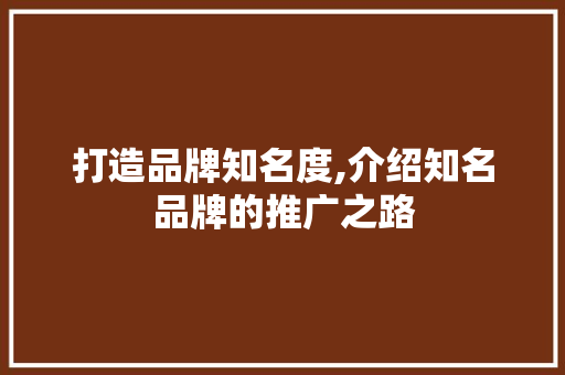 打造品牌知名度,介绍知名品牌的推广之路