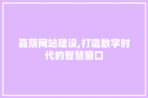 嘉荫网站建设,打造数字时代的智慧窗口