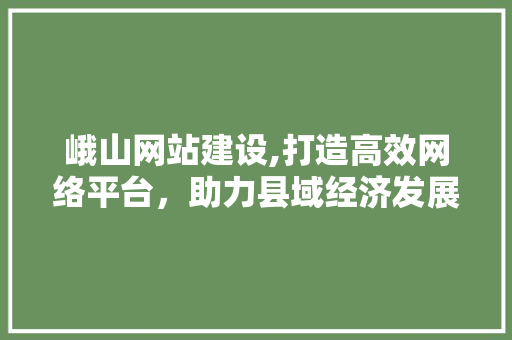 峨山网站建设,打造高效网络平台，助力县域经济发展