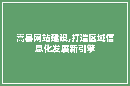 嵩县网站建设,打造区域信息化发展新引擎