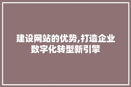 建设网站的优势,打造企业数字化转型新引擎  第1张