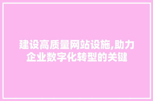 建设高质量网站设施,助力企业数字化转型的关键