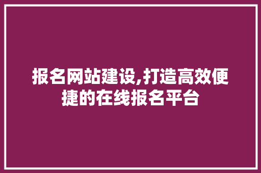 报名网站建设,打造高效便捷的在线报名平台