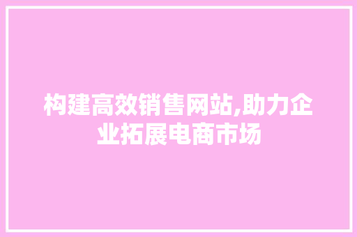 构建高效销售网站,助力企业拓展电商市场