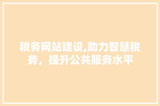 税务网站建设,助力智慧税务，提升公共服务水平