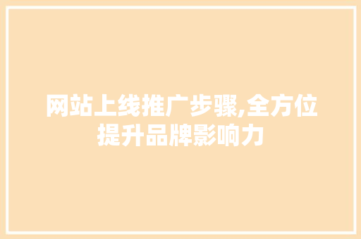 网站上线推广步骤,全方位提升品牌影响力  第1张