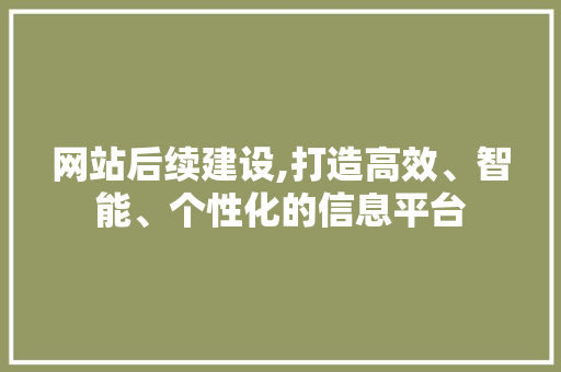 网站后续建设,打造高效、智能、个性化的信息平台