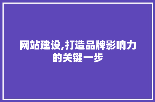 网站建设,打造品牌影响力的关键一步