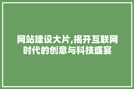 网站建设大片,揭开互联网时代的创意与科技盛宴