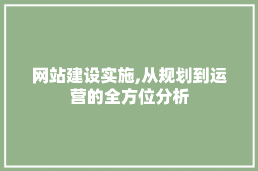 网站建设实施,从规划到运营的全方位分析