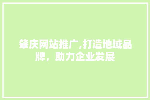 肇庆网站推广,打造地域品牌，助力企业发展