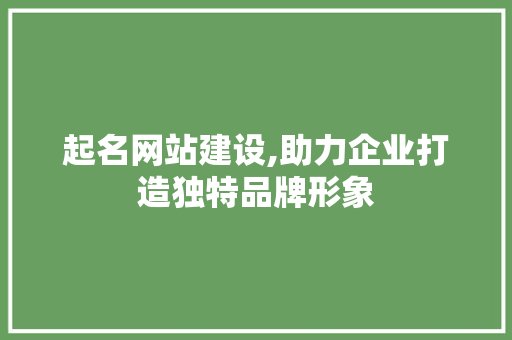 起名网站建设,助力企业打造独特品牌形象  第1张