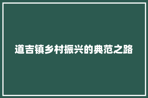 道吉镇乡村振兴的典范之路
