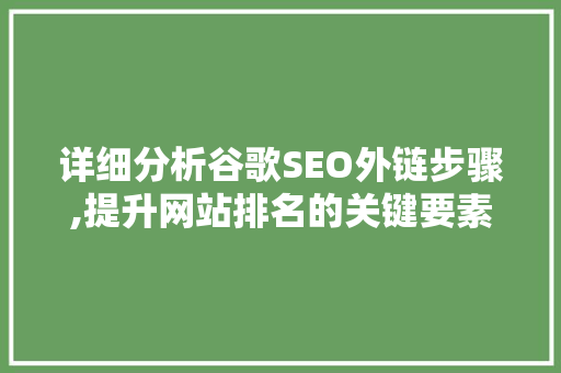 详细分析谷歌SEO外链步骤,提升网站排名的关键要素  第1张