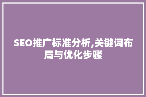 SEO推广标准分析,关键词布局与优化步骤