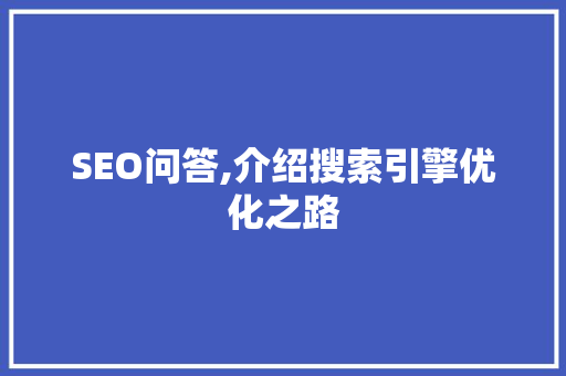 SEO问答,介绍搜索引擎优化之路