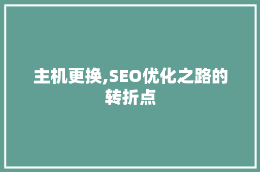 主机更换,SEO优化之路的转折点  第1张