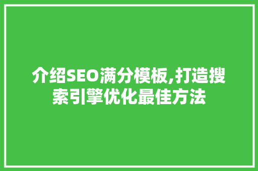 介绍SEO满分模板,打造搜索引擎优化最佳方法