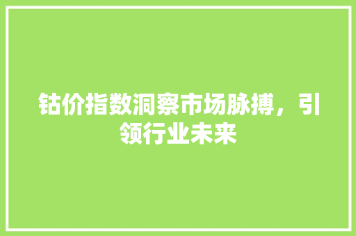 钴价指数洞察市场脉搏，引领行业未来
