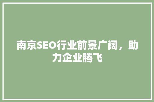 南京SEO行业前景广阔，助力企业腾飞