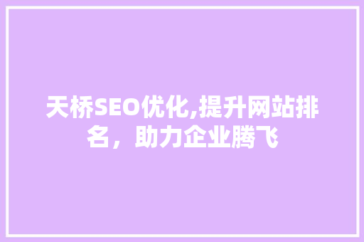 天桥SEO优化,提升网站排名，助力企业腾飞  第1张