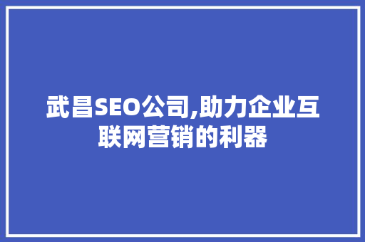 武昌SEO公司,助力企业互联网营销的利器  第1张