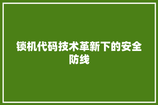 锁机代码技术革新下的安全防线
