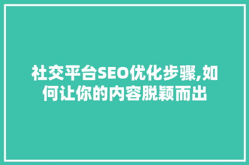 社交平台SEO优化步骤,如何让你的内容脱颖而出