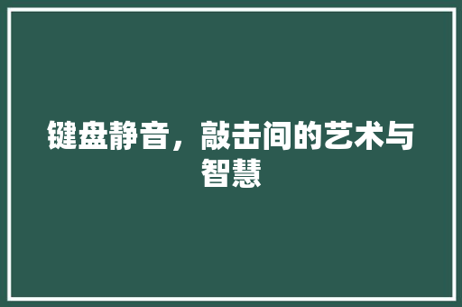 键盘静音，敲击间的艺术与智慧