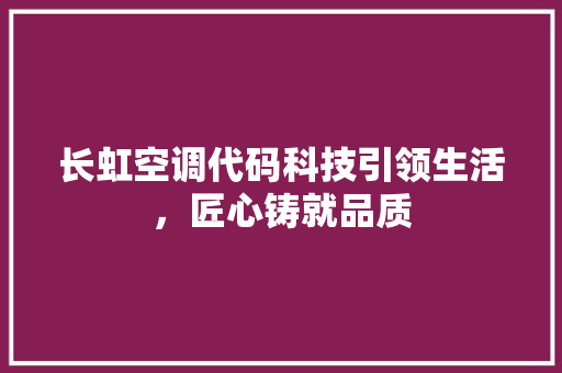 长虹空调代码科技引领生活，匠心铸就品质