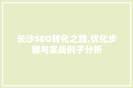 长沙SEO转化之路,优化步骤与实战例子分析